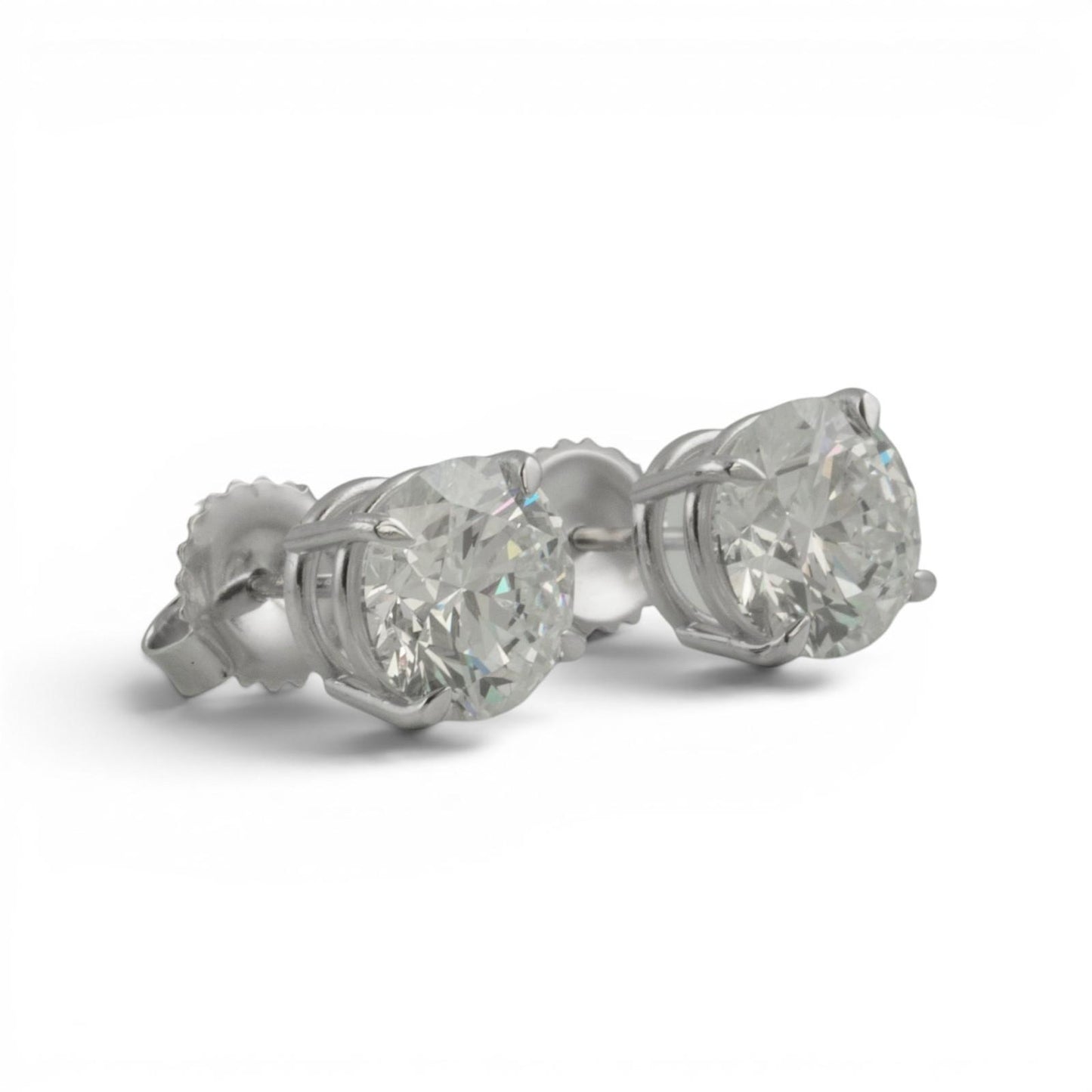 IGI 14k White Gold Lab Grown Diamond Stud Earrings 4.08tw E VS1