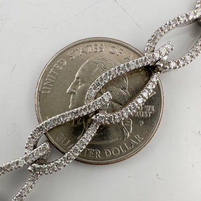 14k White Gold Diamond Teardrop Link Station Bracelet 1.62ctw H SI1-SI2 7.00"