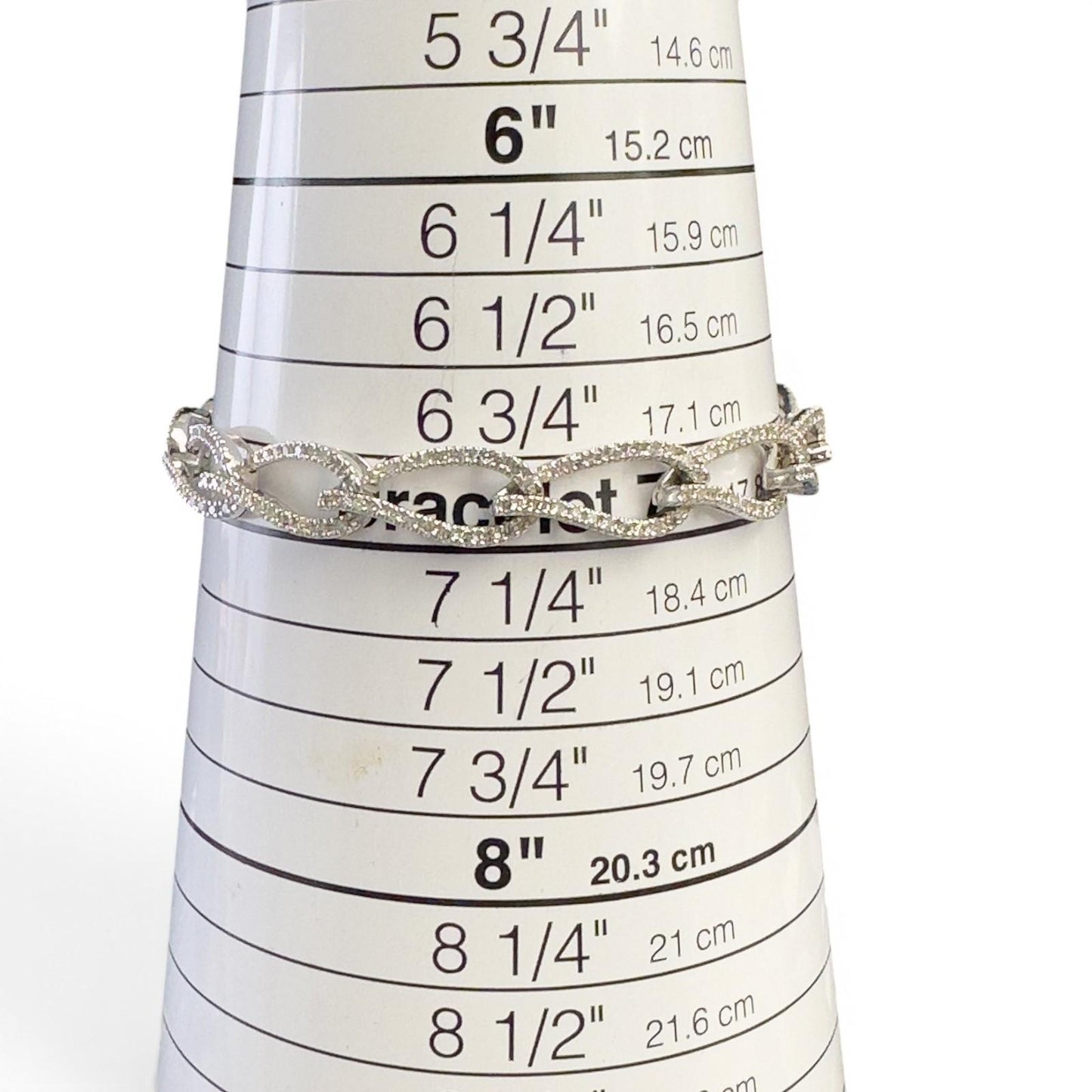 14k White Gold Diamond Teardrop Link Station Bracelet 1.62ctw H SI1-SI2 7.00"