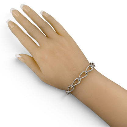 14k White Gold Diamond Teardrop Link Station Bracelet 1.62ctw H SI1-SI2 7.00"