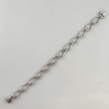 14k White Gold Diamond Teardrop Link Station Bracelet 1.62ctw H SI1-SI2 7.00"