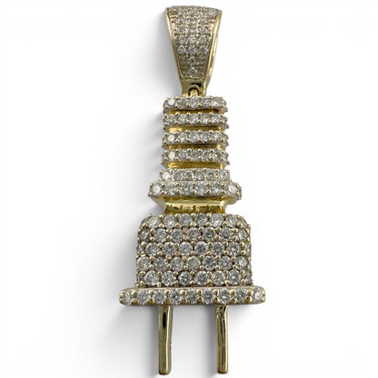 Marchello Jeweler 14k Gold Diamond Electric Outlet Plug Pendant 0.85ctw H VS-SI