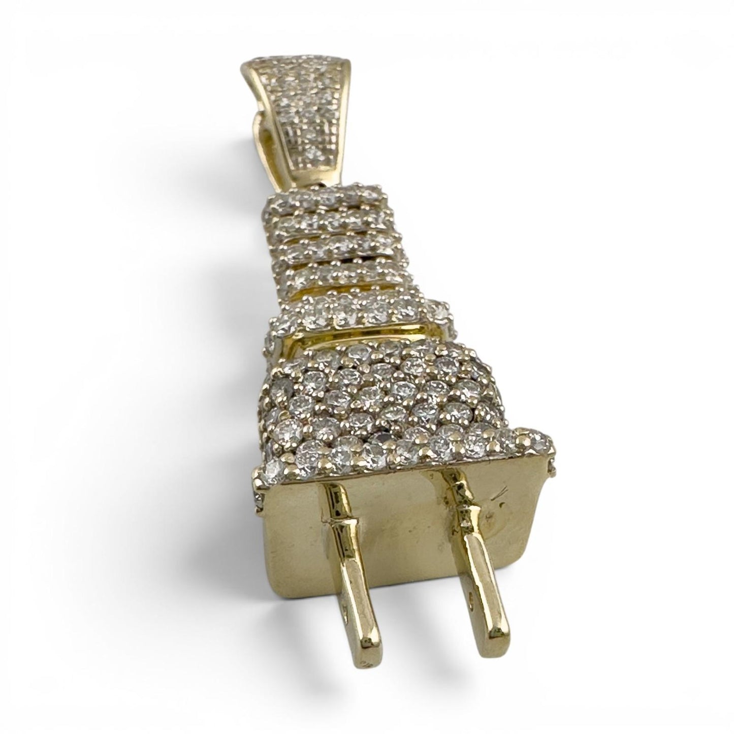 Marchello Jeweler 14k Gold Diamond Electric Outlet Plug Pendant 0.85ctw H VS-SI