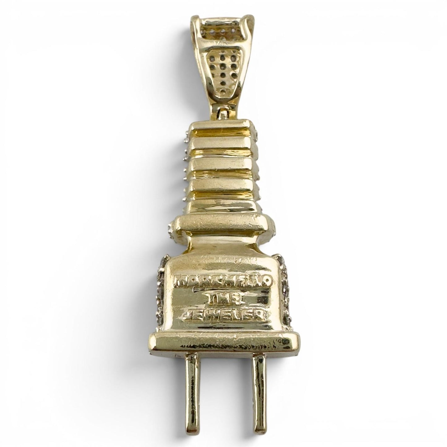 Marchello Jeweler 14k Gold Diamond Electric Outlet Plug Pendant 0.85ctw H VS-SI