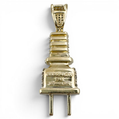 Marchello Jeweler 14k Gold Diamond Electric Outlet Plug Pendant 0.85ctw H VS-SI
