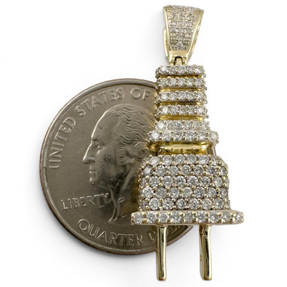 Marchello Jeweler 14k Gold Diamond Electric Outlet Plug Pendant 0.85ctw H VS-SI