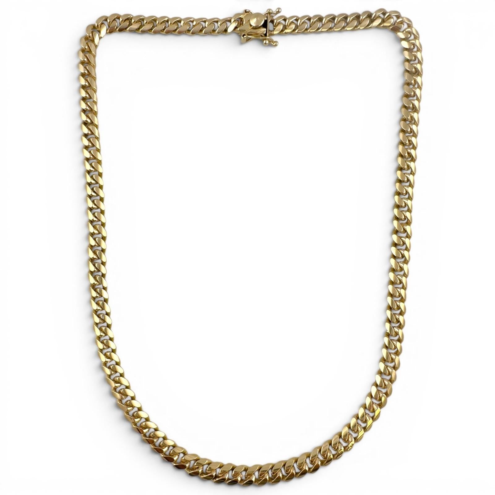14k Yellow Gold Miami Cuban Link 6.7mm Chain Hidden Box Clasp