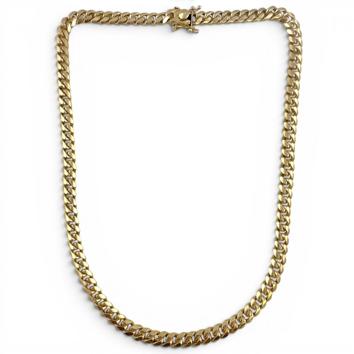 14k Yellow Gold Miami Cuban Link 6.7mm Chain Hidden Box Clasp Necklace 23" 56.9g