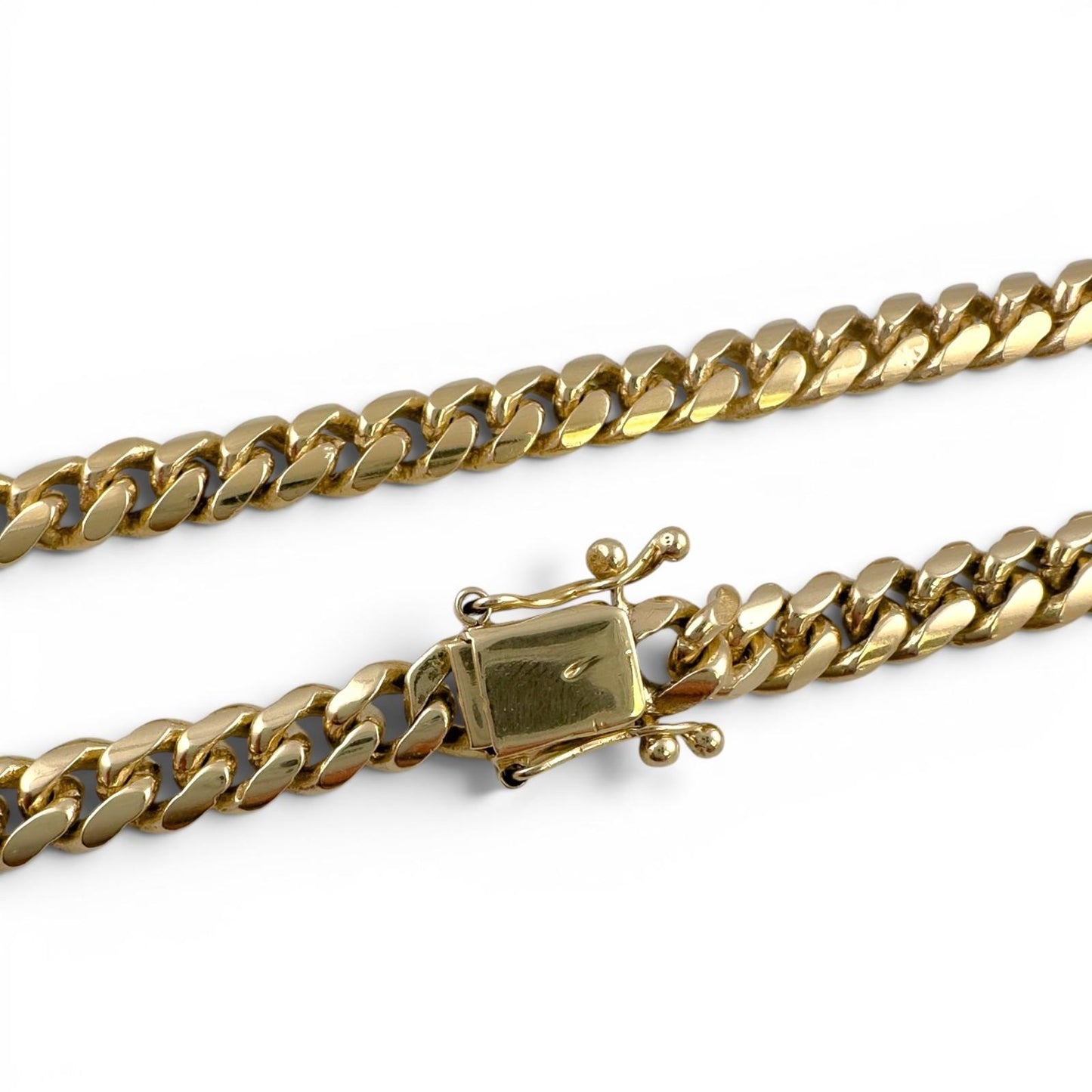 14k Yellow Gold Miami Cuban Link 6.7mm Chain Hidden Box Clasp Necklace 23" 56.9g