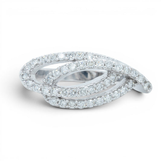14k White Gold Diamond Intertwined Multi Row Ring 0.75ctw H VS2-SI1 6.1g Size 9