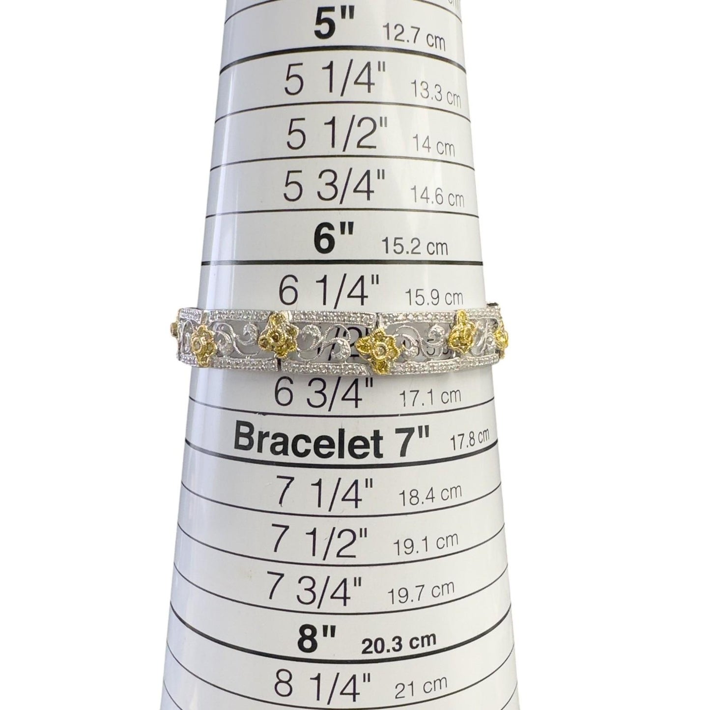 18k White & Yellow Gold Diamond Floral Station Bracelet 2.05ctw G SI1 22.6g 7"