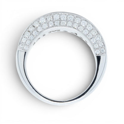 Di Modolo Herringbone 18k White Gold Diamond Men's Ring Size 8 1.05ctw F VS1