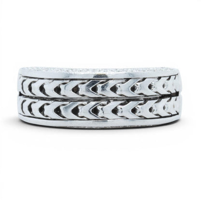Di Modolo Herringbone 18k White Gold Diamond Men's Ring Size 8 1.05ctw F VS1