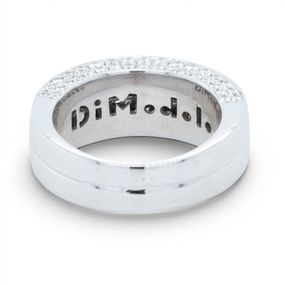 Di Modolo Herringbone 18k White Gold Diamond Men's Ring Size 8 1.05ctw F VS1