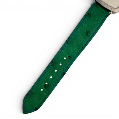 1976 Rolex Cellini 4048 18k White Gold Silver 30mm Square Green Strap Watch BOX