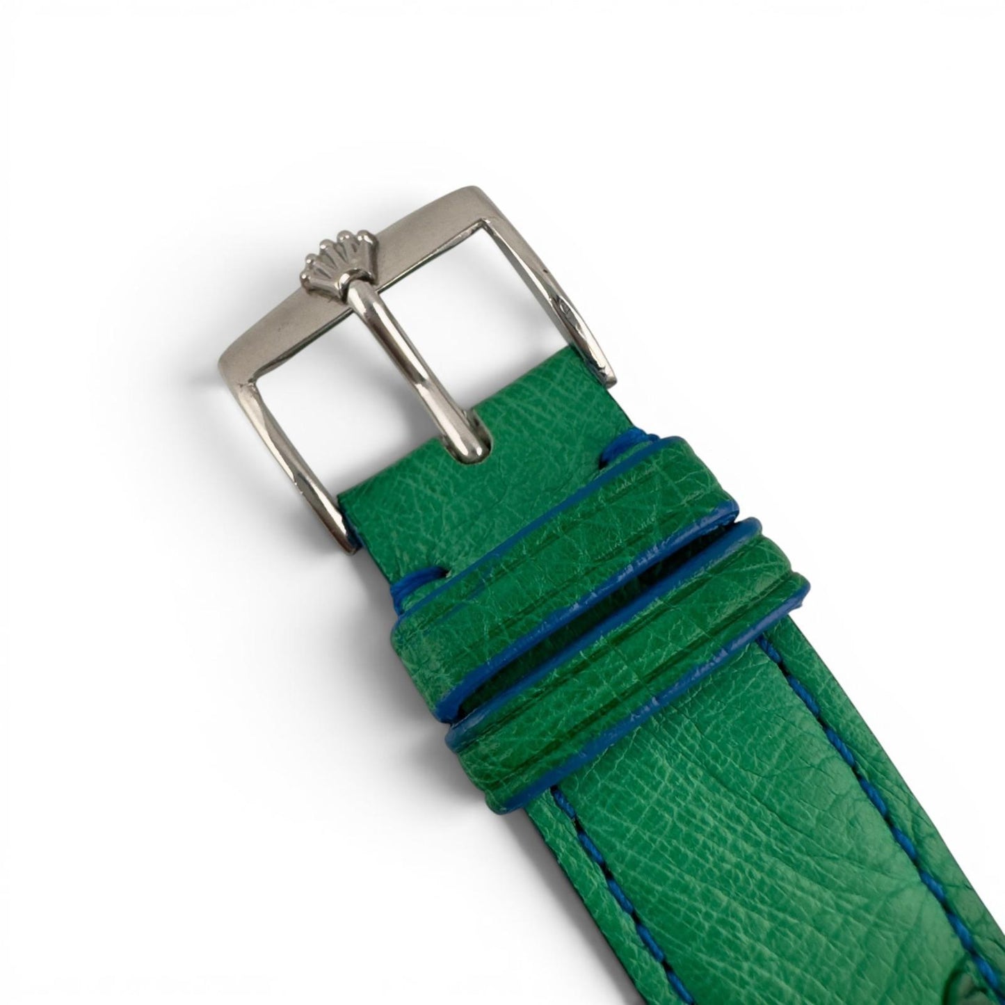 1976 Rolex Cellini 4048 18k White Gold Silver 30mm Square Green Strap Watch BOX