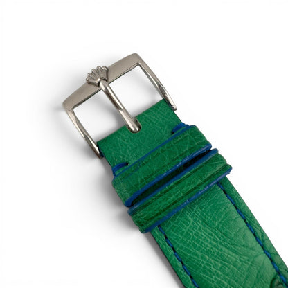 1976 Rolex Cellini 4048 18k White Gold Silver 30mm Square Green Strap Watch BOX