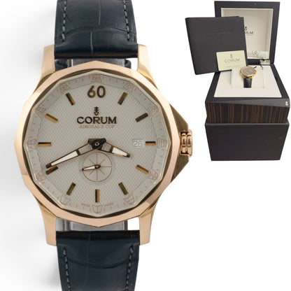 Corum Admiral's Cup Legend 42mm 395.101.55 FH12 Silver 18k Rose Gold BOX PAPERS