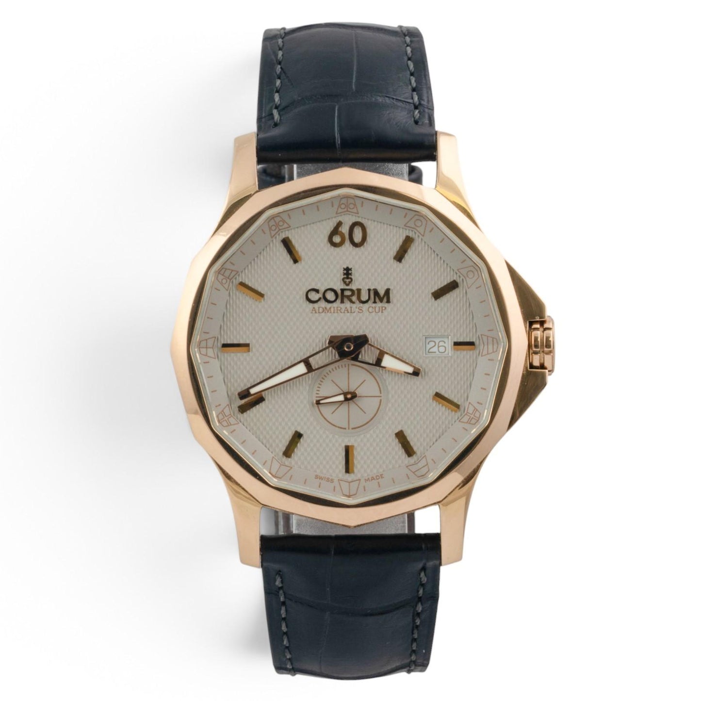 Corum Admiral's Cup Legend 42mm 395.101.55 FH12 Silver 18k Rose Gold BOX PAPERS