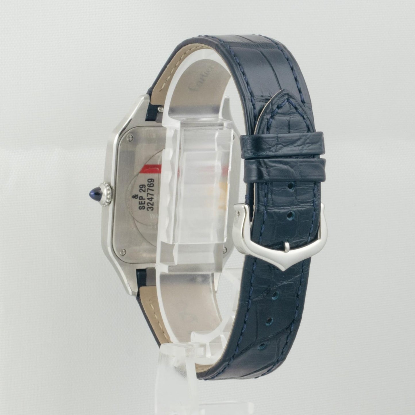 Cartier Santos Dumont WSSA0085 Steel Silver Roman Blue Strap Large BOX + PAPERS