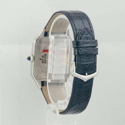 Cartier Santos Dumont WSSA0085 Steel Silver Roman Blue Strap Large BOX + PAPERS