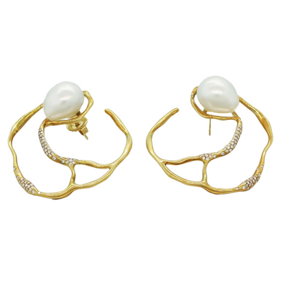 Ippolita 18k Yellow Gold Perla Circular Diamond & Pearl Custom Made Earrings