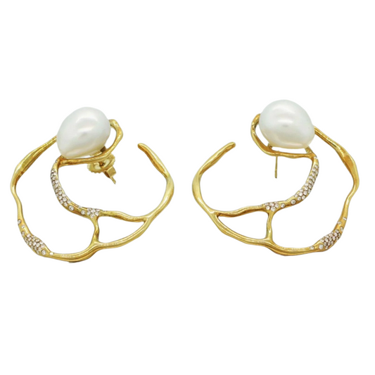 Ippolita 18k Yellow Gold Perla Circular Diamond & Pearl Custom Made Earrings