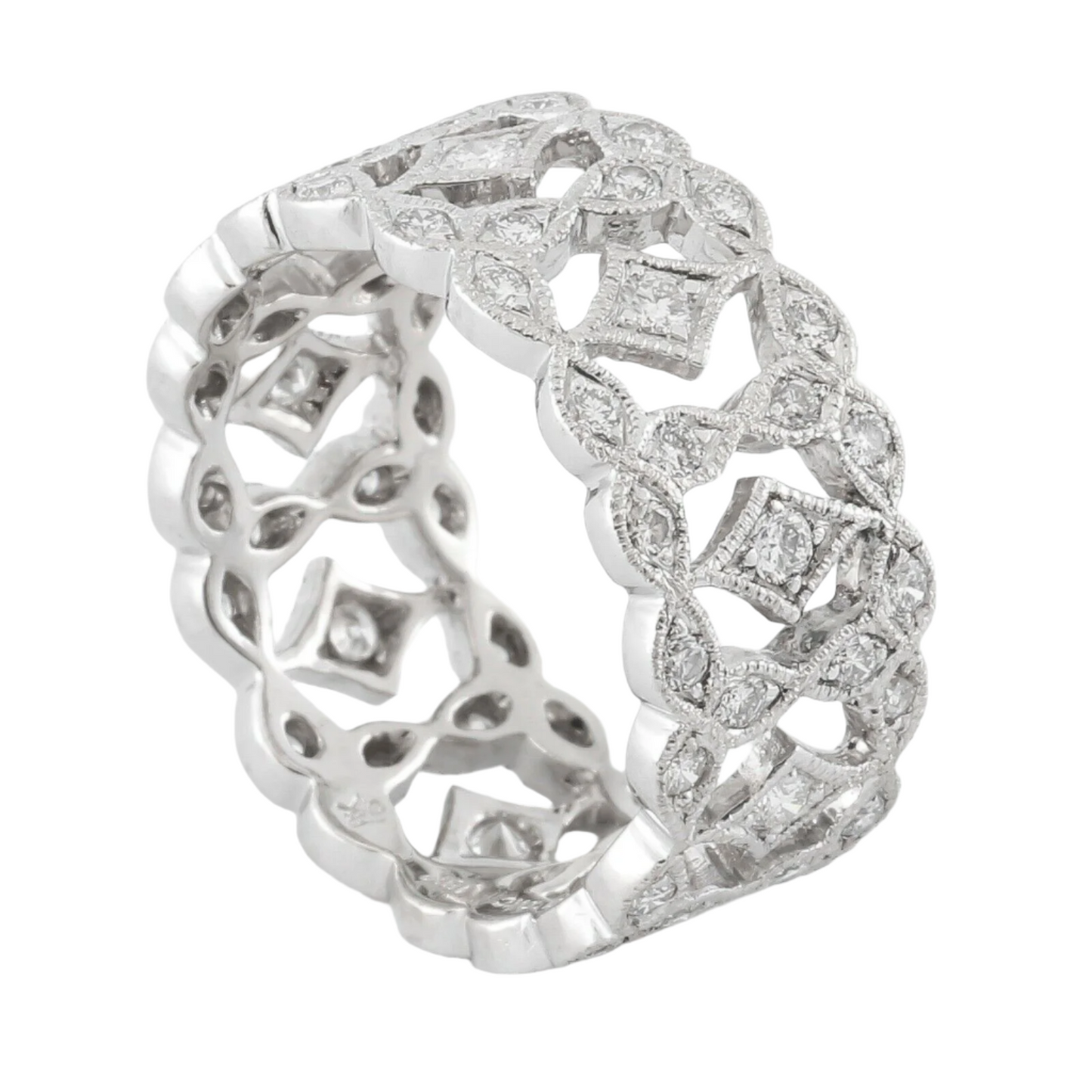 Beverly K Simply Divine 18k White Gold Boxed Diamond Wide Eternity Band 1.02ctw