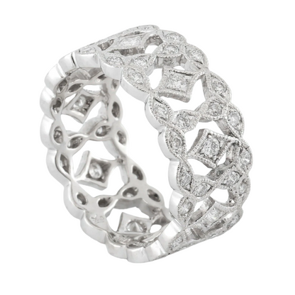 Beverly K Simply Divine 18k White Gold Boxed Diamond Wide Eternity Band 1.02ctw