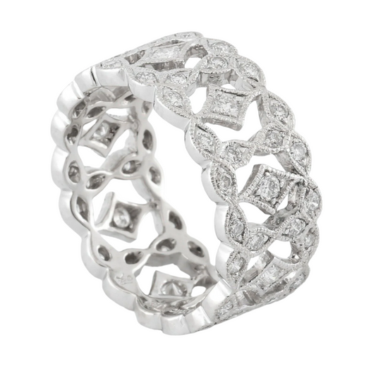 Beverly K Simply Divine 18k White Gold Boxed Diamond Wide Eternity Band 1.02ctw