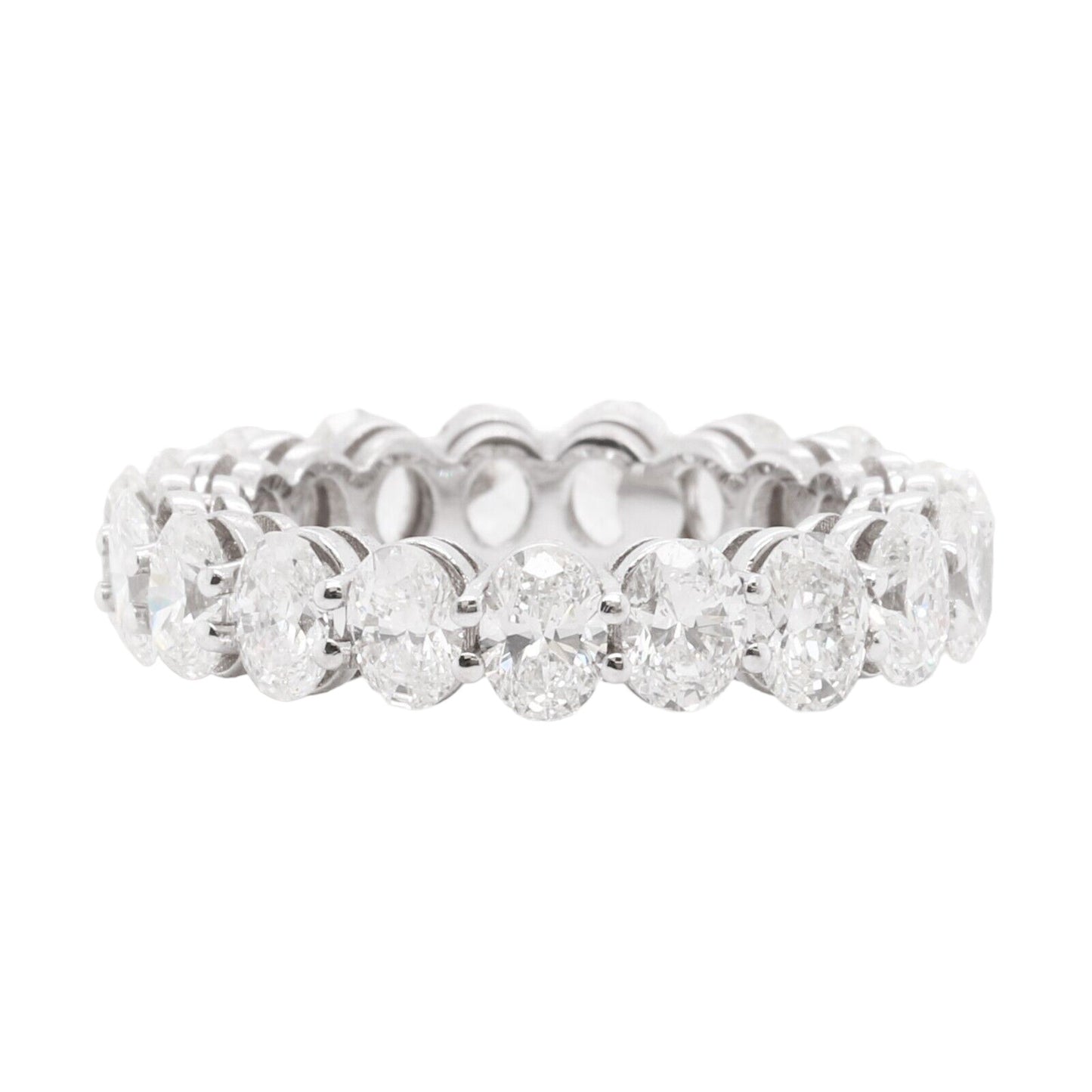 18k White Gold Oval Diamond 5.00mm Eternity Band 4.92ctw G-H VS2 Size 6.25