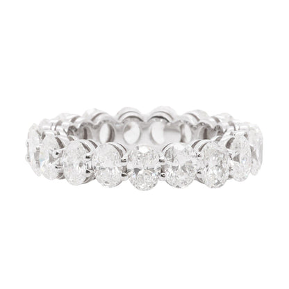 18k White Gold Oval Diamond 5.00mm Eternity Band 4.92ctw G-H VS2 Size 6.25