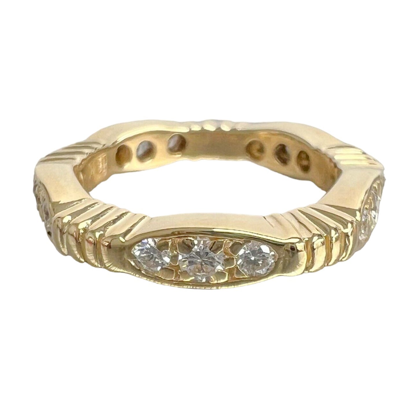 18k Yellow Gold Diamond 5 Section Eternity Band 0.60ctw F VS1 4.5g Ring sz 4.25