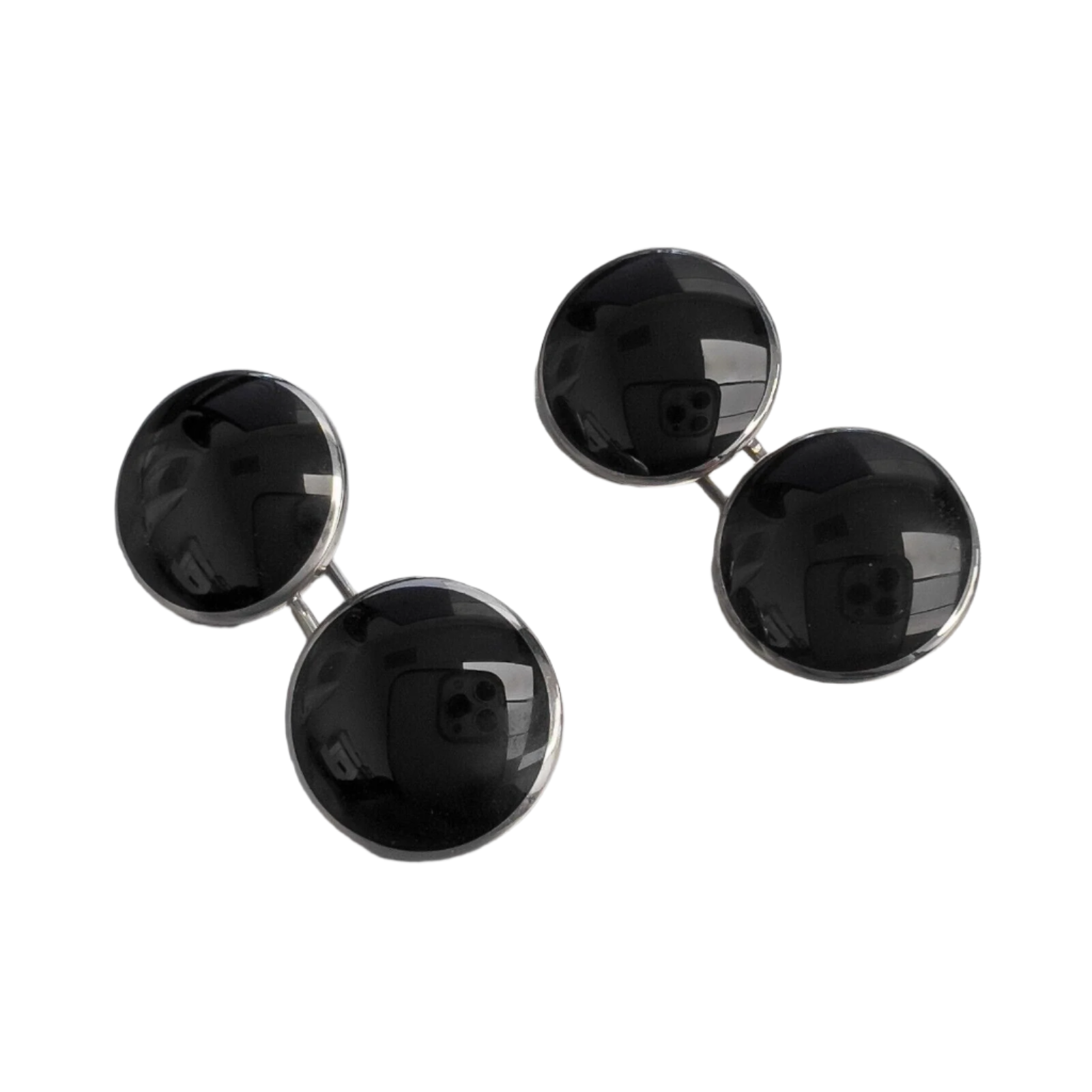 TOM FORD ノットデザインカフリンクス Tom Ford 18k White Gold Round Cabochon Onyx Cufflinks ITALY RARE
