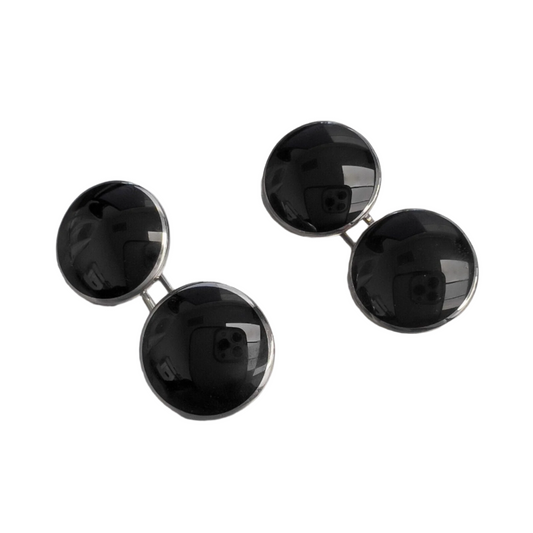 Tom Ford 18k White Gold Round Cabochon Onyx Cufflinks ITALY RARE