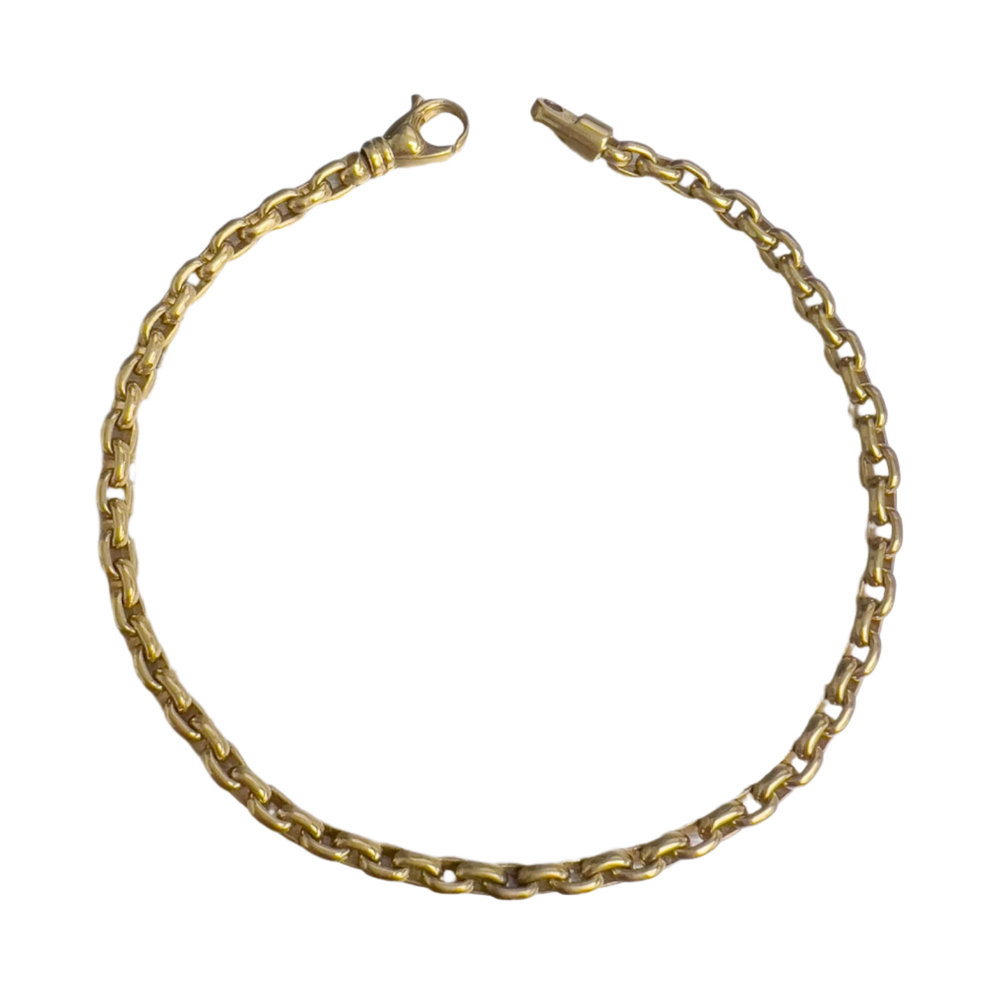 18k Yellow Gold Oval Link Chain Lobster Clasp Bracelet 9.5" 19.8g 3.50mm