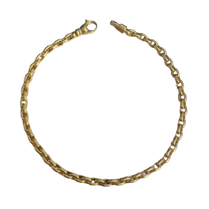 18k Yellow Gold Oval Link Chain Lobster Clasp Bracelet 9.5" 19.8g 3.50mm