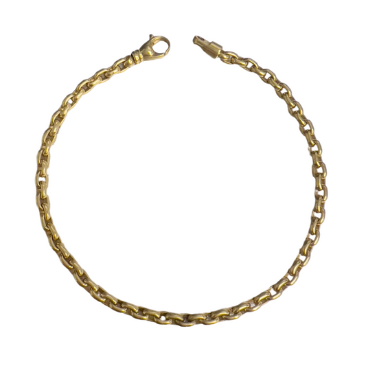 18k Yellow Gold Oval Link Chain Lobster Clasp Bracelet 9.5" 19.8g 3.50mm