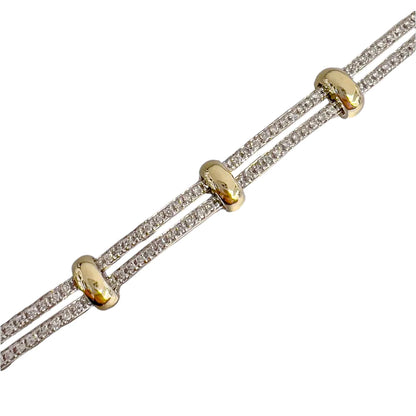 14k White & Yellow Gold Diamond Two Row Bracelet 2.00ctw H SI 6.75" 33.3g