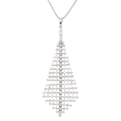 14k White Gold Diamond Yacht Sail Pendant Necklace 2.10ctw G VS2 15.6 grams 20"