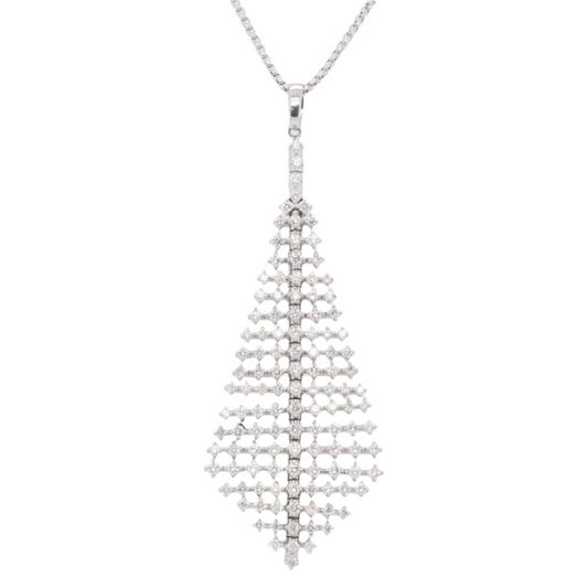 14k White Gold Diamond Yacht Sail Pendant Necklace 2.10ctw G VS2 15.6 grams 20"