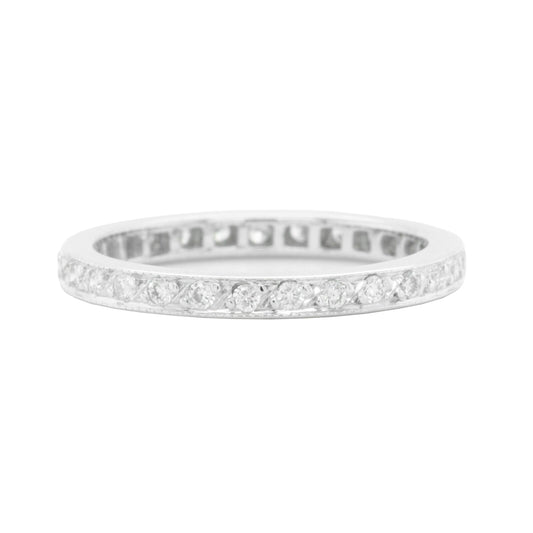 14k White Gold Round Diamond 2.00mm Eternity Band 0.46ctw G VS2 Size 3.75