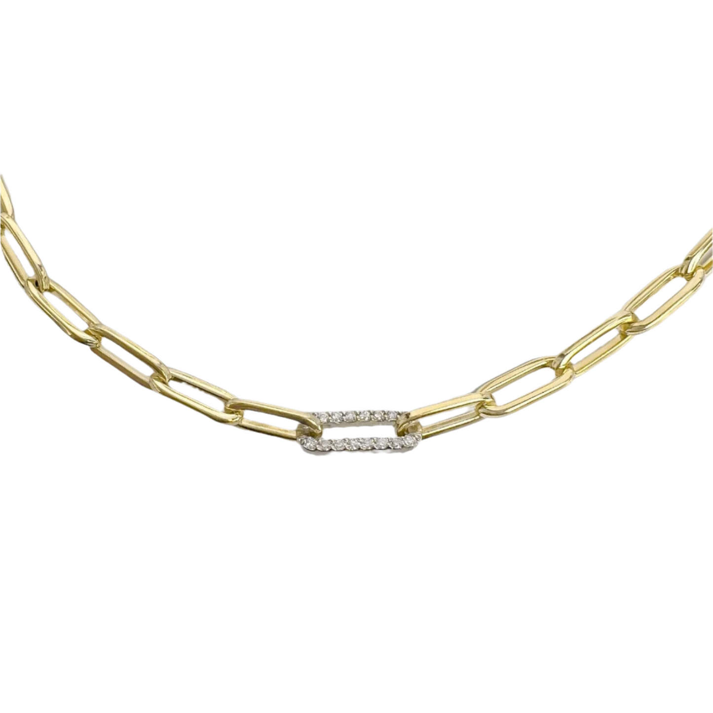 14k Yellow Gold 0.60ctw Diamond Paperclip Link 5.00mm Chain Necklace 17" 15.1g