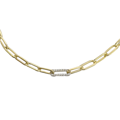 14k Yellow Gold 0.60ctw Diamond Paperclip Link 5.00mm Chain Necklace 17" 15.1g