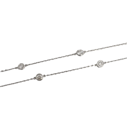 14k White Gold 10 Station Diamonds by the Yard Necklace 1.91ctw G VS2 18" 4.2g