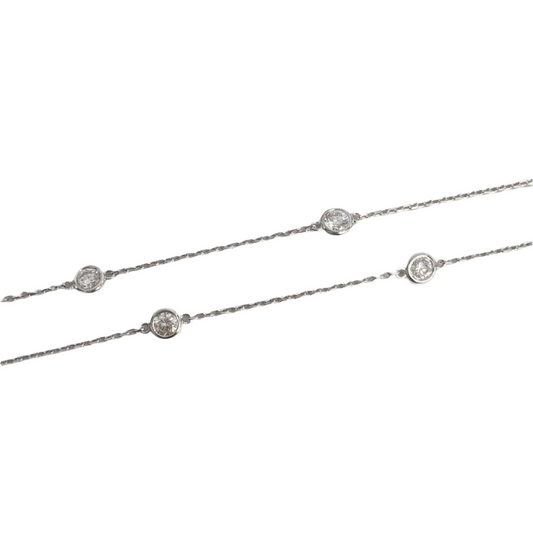 14k White Gold 10 Station Diamonds by the Yard Necklace 1.91ctw G VS2 18" 4.2g