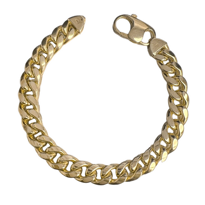 14k Yellow Gold Miami Cuban Semi-Solid Link 9.50mm Bracelet 8.25" 26.7g ITALY