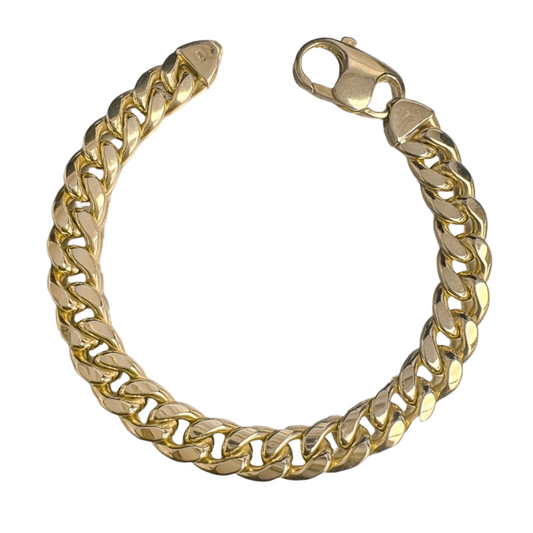 14k Yellow Gold Miami Cuban Semi-Solid Link 9.50mm Bracelet 8.25" 26.7g ITALY