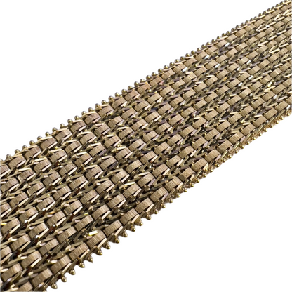 Imperial 14k Yellow Gold Fancy Mixed Wheat Mesh Link 24mm Bracelet 7.50" 44.7g