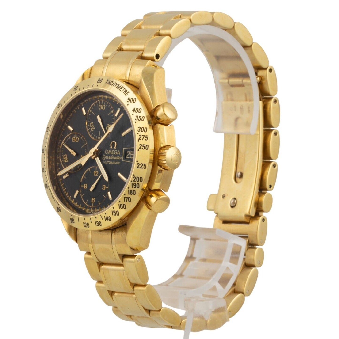 2011 Omega Speedmaster Date 3113.53 18k Yellow Gold Black 39mm Watch BOX PAPERS